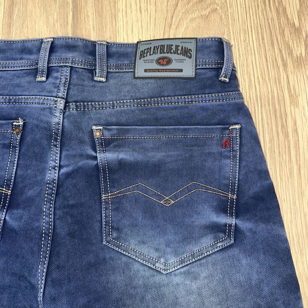 Replay Blue Jeans Designer Y2K Style Faded W34 L30 (Tag Size 34) - Picture 2 of 13